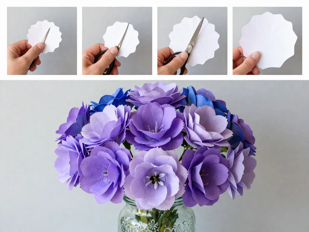 Coffee Filter Hydrangeas (Stuffing Paper Flower Craft) 9 Coffee Filter Hydrangeas (Stuffing Paper Flower Craft)