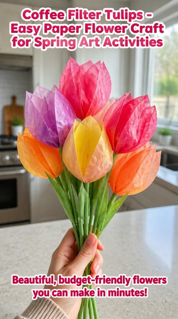 Coffee Filter Tulips - Easy Paper Flower Craft for Spring Art Activities 2 Coffee Filter Tulips - Easy Paper Flower Craft for Spring Art Activities