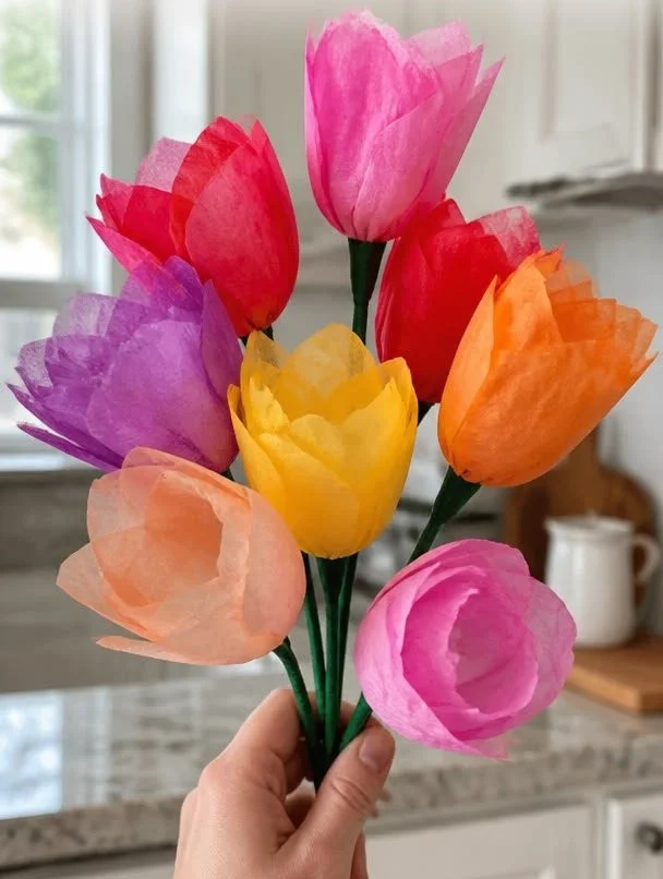 Coffee Filter Tulips - Easy Paper Flower Craft for Spring Art Activities 5 Coffee Filter Tulips - Easy Paper Flower Craft for Spring Art Activities