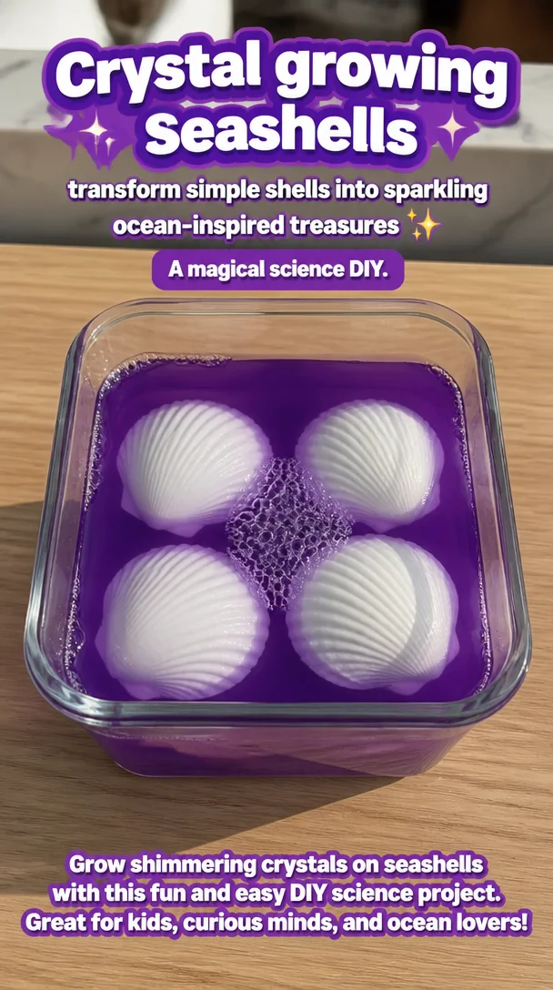 Crystal growing seashells transform simple shells into sparkling ocean-inspired treasures ✨ A magical science DIY. Save this project! 8 Crystal growing seashells transform simple shells into sparkling ocean-inspired treasures ✨ A magical science DIY. Save this project!