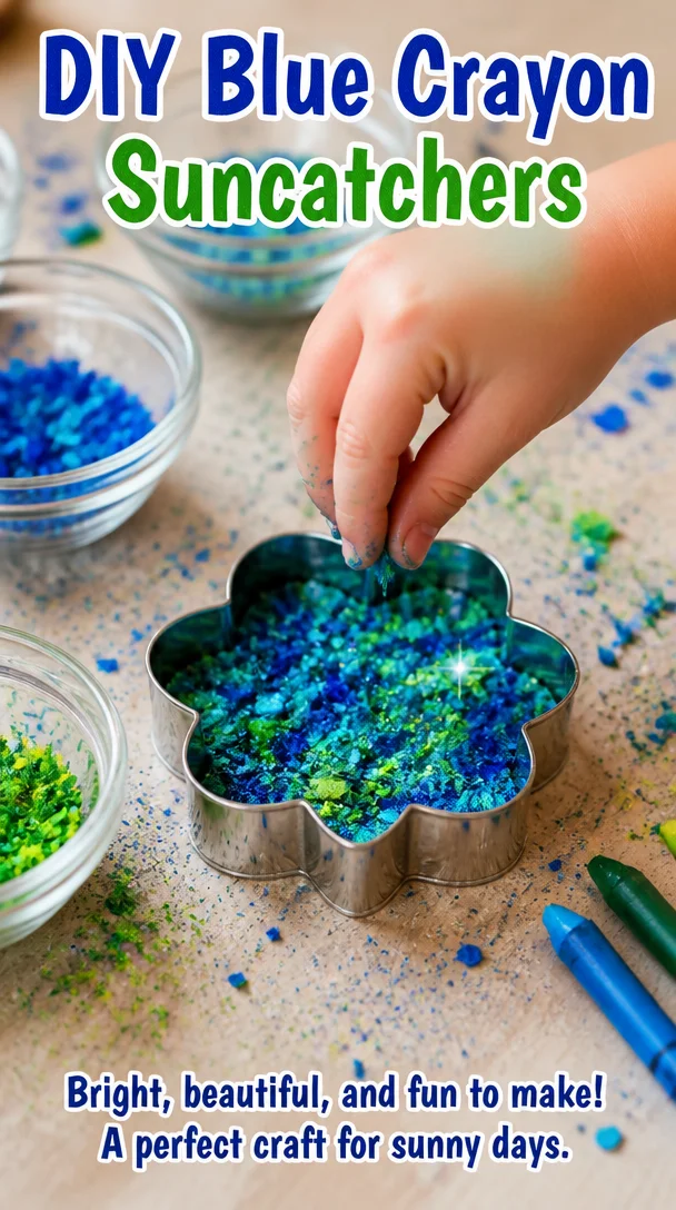 DIY Blue Crayon Suncatchers 8 DIY Blue Crayon Suncatchers