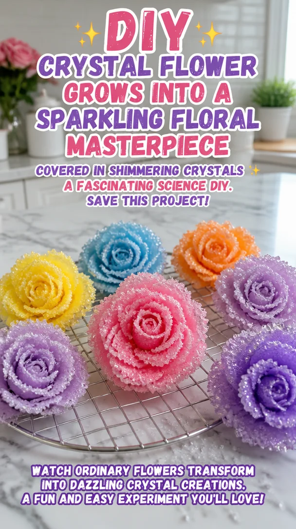 DIY crystal flower grows into a sparkling floral masterpiece covered in shimmering crystals ✨ A fascinating science DIY. Save this project! 8 DIY crystal flower grows into a sparkling floral masterpiece covered in shimmering crystals ✨ A fascinating science DIY. Save this project!