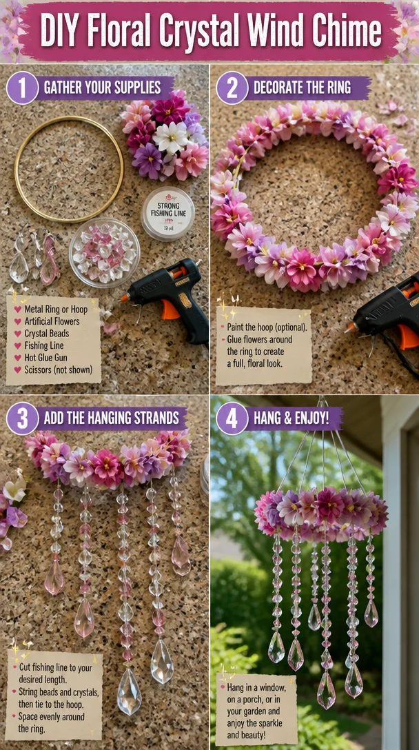 DIY Floral Crystal Wind Chime 8 DIY Floral Crystal Wind Chime