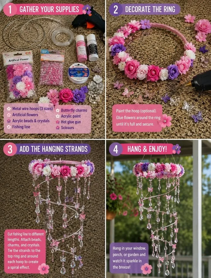 DIY Floral Crystal Wind Chime 12 DIY Floral Crystal Wind Chime