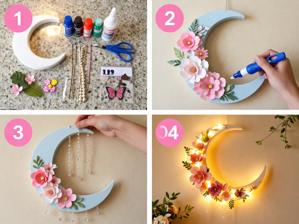 DIY Flower Crescent Moon 9 DIY Flower Crescent Moon