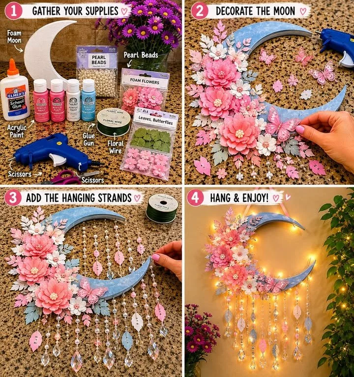 DIY Flower Crescent Moon 11 DIY Flower Crescent Moon