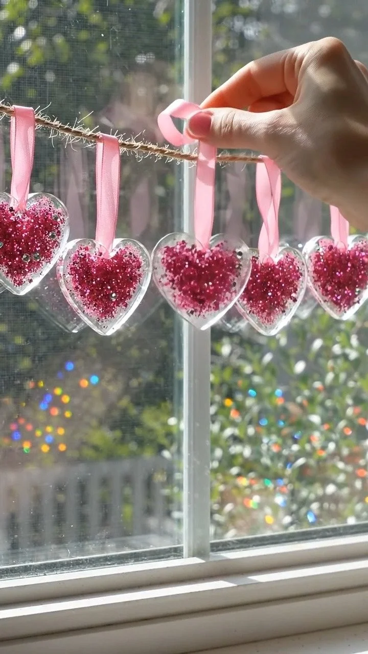 DIY glitter heart suncatchers sparkle beautifully in sunlight with shimmering heart designs ✨ A magical window art DIY. Save this project! #SuncatcherDIY #GlitterCraft #HeartCraft #KidsArt #CreativeK 6 DIY glitter heart suncatchers sparkle beautifully in sunlight with shimmering heart designs ✨ A magical window art DIY. Save this project! #SuncatcherDIY #GlitterCraft #HeartCraft #KidsArt #CreativeK