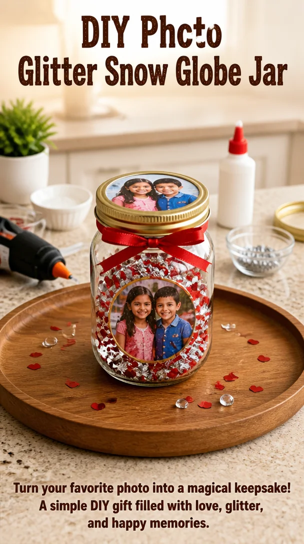 DIY Photo Glitter Snow Globe Jar 8 DIY Photo Glitter Snow Globe Jar