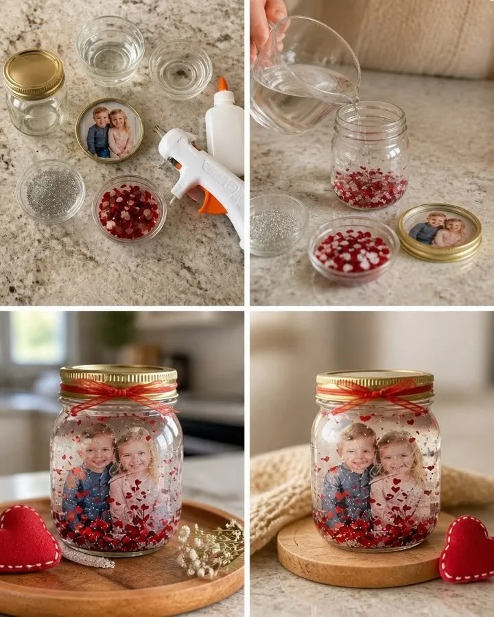 DIY Photo Glitter Snow Globe Jar 10 DIY Photo Glitter Snow Globe Jar