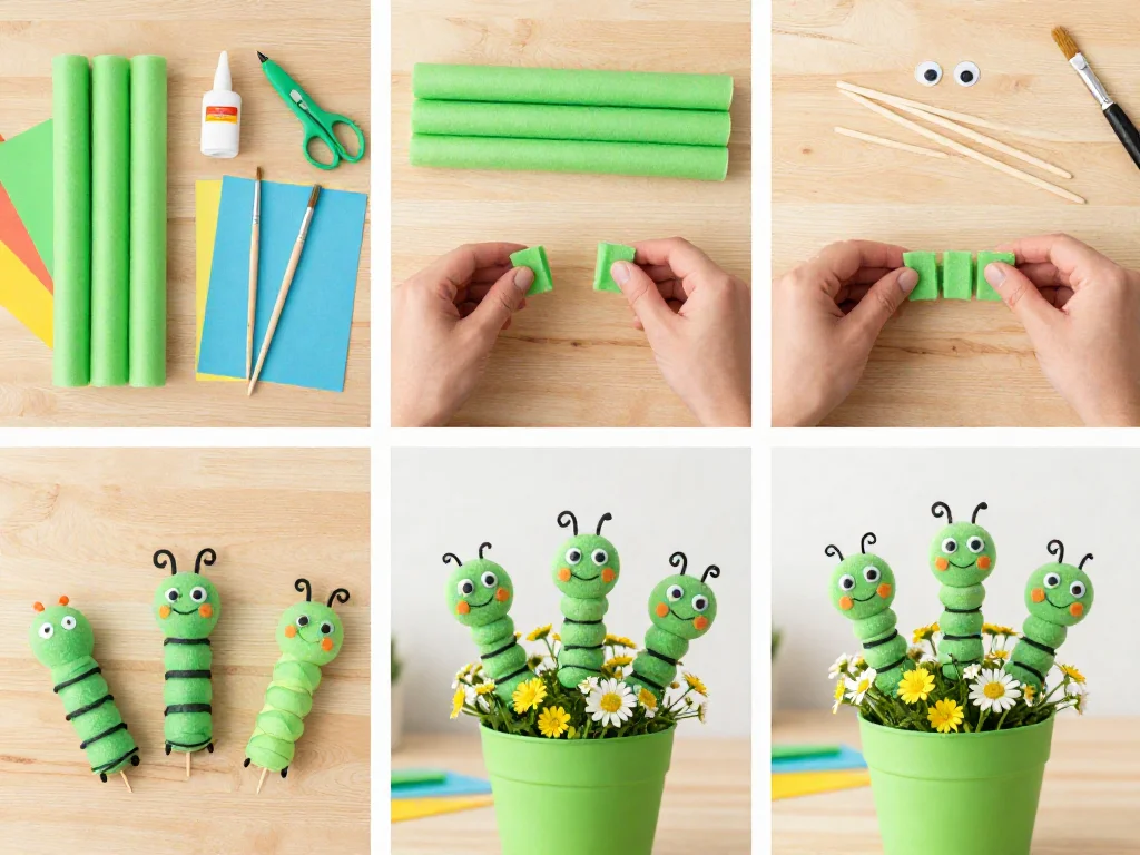 DIY Pool Noodle Caterpillar Plant Stakes 9 DIY Pool Noodle Caterpillar Plant Stakes