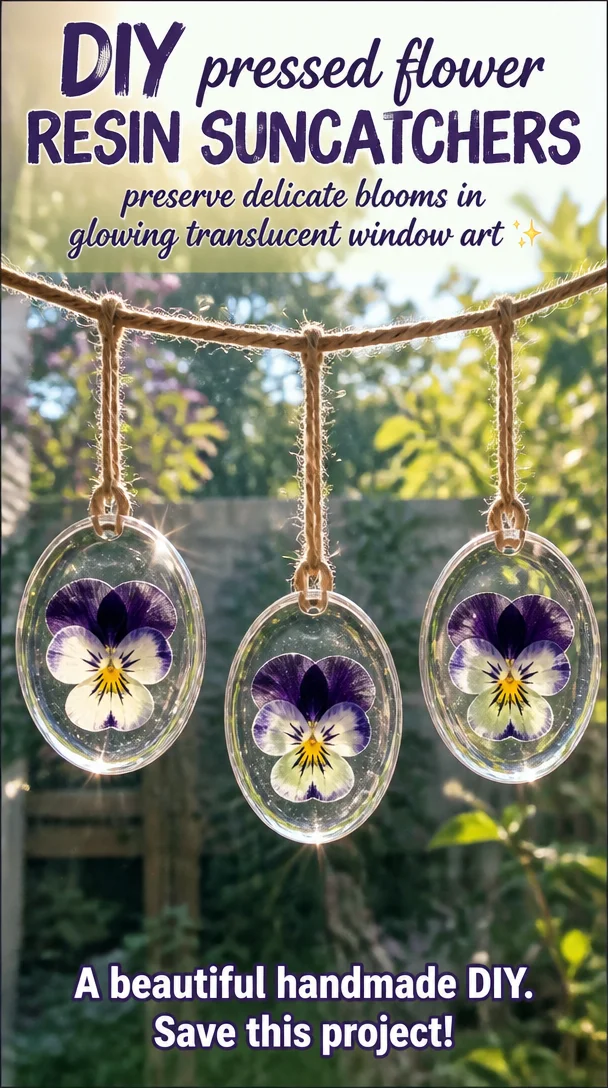 DIY pressed flower resin suncatchers preserve delicate blooms in glowing translucent window art ✨ A beautiful handmade DIY. Save this project! 5 DIY pressed flower resin suncatchers preserve delicate blooms in glowing translucent window art ✨ A beautiful handmade DIY. Save this project!