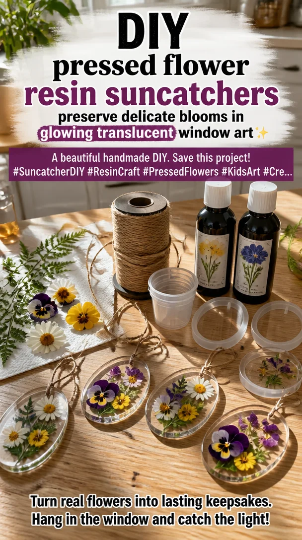 DIY pressed flower resin suncatchers preserve delicate blooms in glowing translucent window art ✨ A beautiful handmade DIY. Save this project! #SuncatcherDIY #ResinCraft #PressedFlowers #KidsArt #Cre... 8 DIY pressed flower resin suncatchers preserve delicate blooms in glowing translucent window art ✨ A beautiful handmade DIY. Save this project! #SuncatcherDIY #ResinCraft #PressedFlowers #KidsArt #Cre...