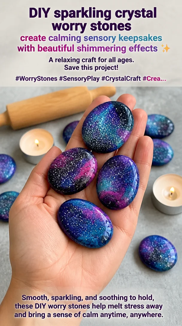 DIY sparkling crystal worry stones create calming sensory keepsakes with beautiful shimmering effects ✨ A relaxing craft for all ages. Save this project! #WorryStones #SensoryPlay #CrystalCraft #Crea... 8 DIY sparkling crystal worry stones create calming sensory keepsakes with beautiful shimmering effects ✨ A relaxing craft for all ages. Save this project! #WorryStones #SensoryPlay #CrystalCraft #Crea...