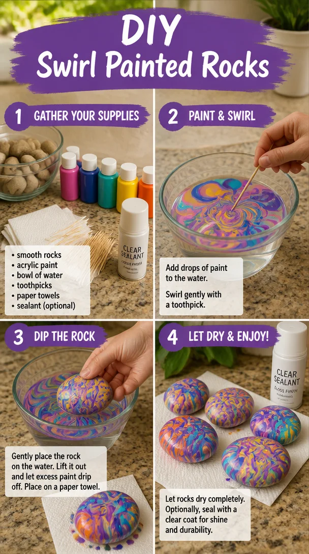 DIY Swirl Painted Rocks 8 DIY Swirl Painted Rocks