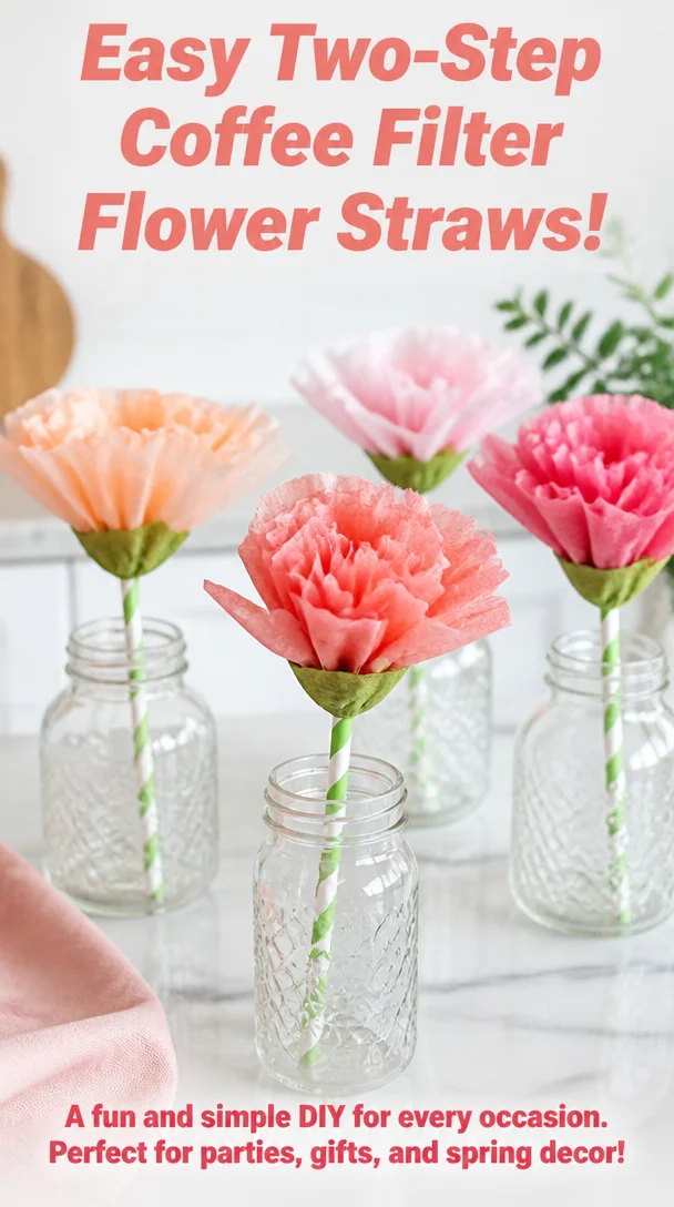 Easy Two-Step Coffee Filter Flower Straws! 8 Easy Two-Step Coffee Filter Flower Straws!