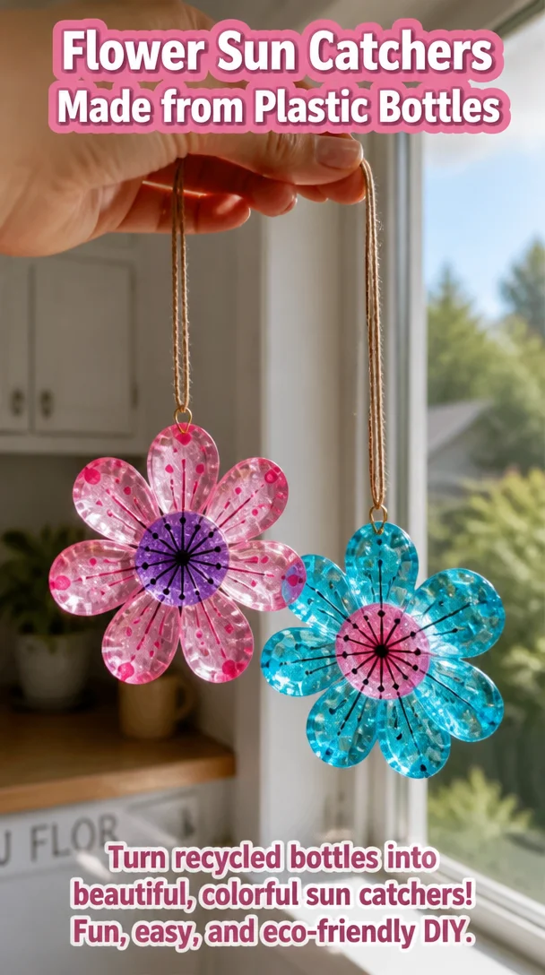 Flower Sun Catchers Made from Plastic Bottles 8 Flower Sun Catchers Made from Plastic Bottles