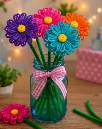 Fork Yarn Flowers Bouquet 12 Fork Yarn Flowers Bouquet