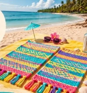 Friendship rug with beach towels 12 Friendship rug with beach towels