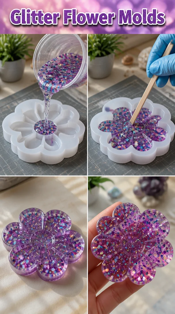 Glitter Flower Molds 8 Glitter Flower Molds