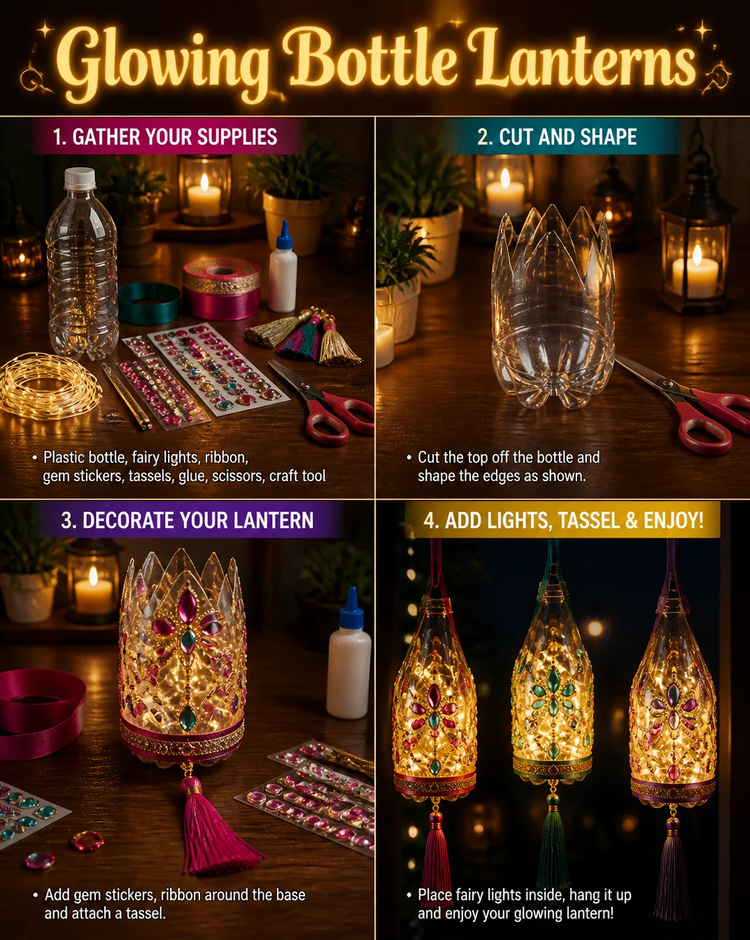 Glowing Bottle Lanterns 8 Glowing Bottle Lanterns
