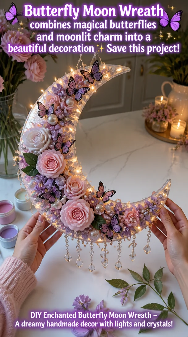 Glowing butterfly moon wreath combines magical butterflies and moonlit charm into a beautiful decoration ✨ Save this project! 8 Glowing butterfly moon wreath combines magical butterflies and moonlit charm into a beautiful decoration ✨ Save this project!
