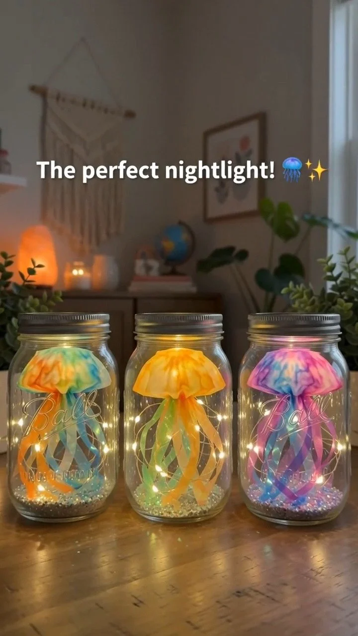 Glowing Coffee Filter Jellyfish in Glass 12 Glowing Coffee Filter Jellyfish in Glass