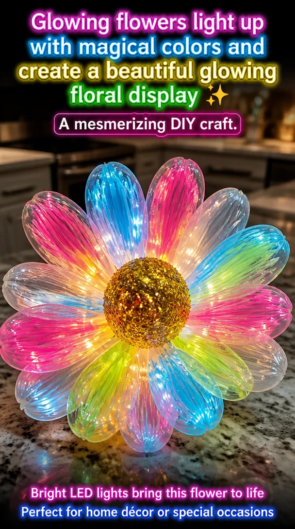 Glowing flowers light up with magical colors and create a beautiful glowing floral display ✨ A mesmerizing DIY craft. Save this project! 8 Glowing flowers light up with magical colors and create a beautiful glowing floral display ✨ A mesmerizing DIY craft. Save this project!
