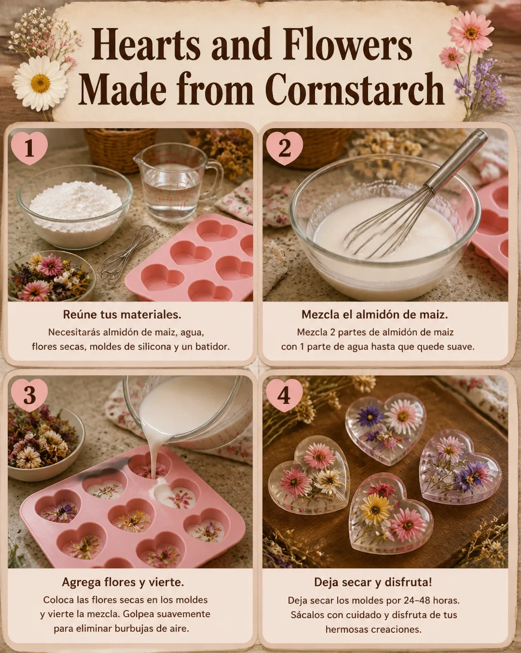 Hearts and Flowers Made from Cornstarch 8 Hearts and Flowers Made from Cornstarch