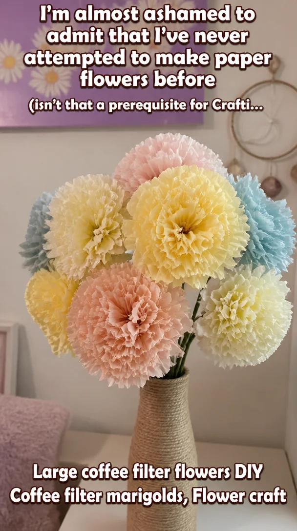 I'm almost ashamed to admit that I've never attempted to make paper flowers before (isn't that a prerequisite for Crafti… | Large coffee filter flowers DIY, Coffee filter marigolds, Flower craft 8 I'm almost ashamed to admit that I've never attempted to make paper flowers before (isn't that a prerequisite for Crafti… | Large coffee filter flowers DIY, Coffee filter marigolds, Flower craft