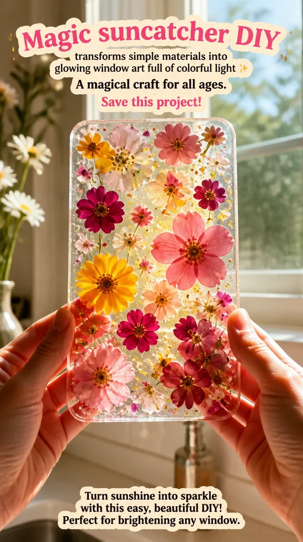 Magic suncatcher DIY transforms simple materials into glowing window art full of colorful light ✨ A magical craft for all ages. Save this project! 8 Magic suncatcher DIY transforms simple materials into glowing window art full of colorful light ✨ A magical craft for all ages. Save this project!