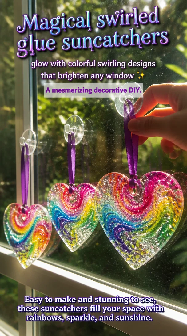 Magical swirled glue suncatchers glow with colorful swirling designs that brighten any window ✨ A mesmerizing decorative DIY. 8 Magical swirled glue suncatchers glow with colorful swirling designs that brighten any window ✨ A mesmerizing decorative DIY.