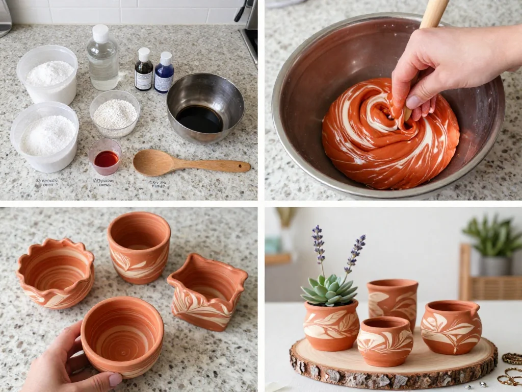 Marbled Air Dry Clay Pots 9 Marbled Air Dry Clay Pots