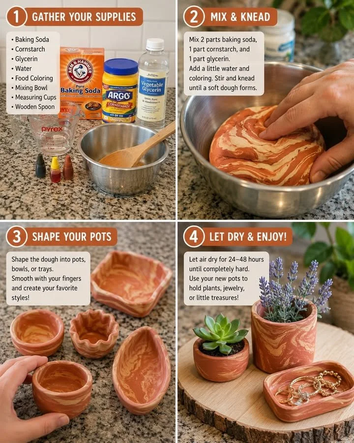 Marbled Air Dry Clay Pots 11 Marbled Air Dry Clay Pots