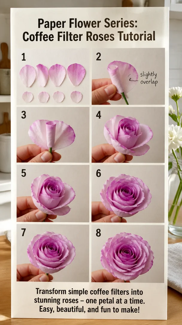 Paper Flower Series: Coffee Filter Roses Tutorial 8 Paper Flower Series: Coffee Filter Roses Tutorial