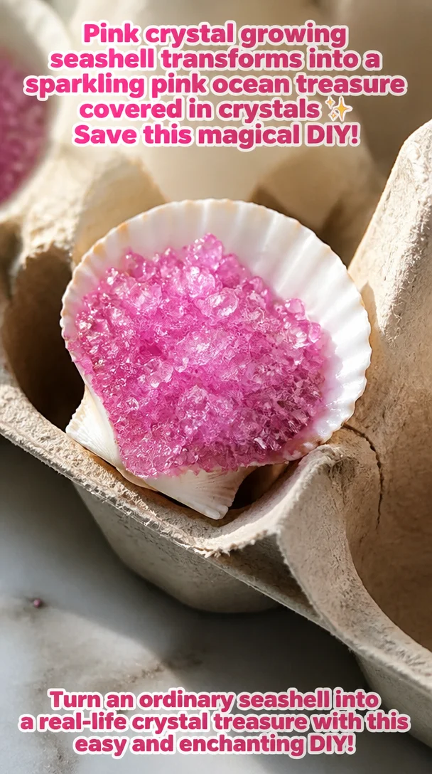 Pink crystal growing seashell transforms into a sparkling pink ocean treasure covered in crystals ✨ Save this magical DIY! 8 Pink crystal growing seashell transforms into a sparkling pink ocean treasure covered in crystals ✨ Save this magical DIY!