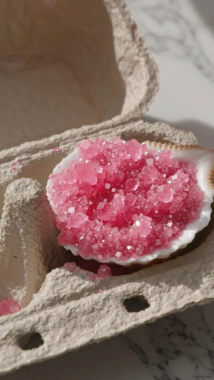 Pink crystal growing seashell transforms into a sparkling pink ocean treasure covered in crystals ✨ Save this magical DIY! 12 Pink crystal growing seashell transforms into a sparkling pink ocean treasure covered in crystals ✨ Save this magical DIY!