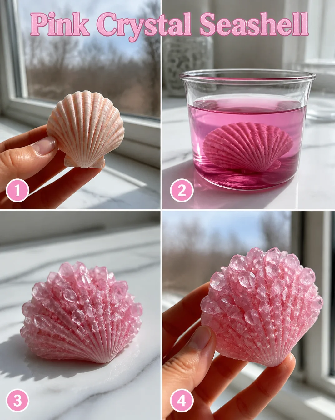 Pink Crystal Seashell 8 Pink Crystal Seashell