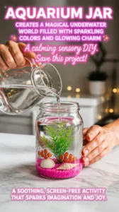 Pink glow aquarium jar creates a magical underwater world filled with sparkling colors and glowing charm ✨ A calming sensory DIY. Save this project! 18 Pink glow aquarium jar creates a magical underwater world filled…