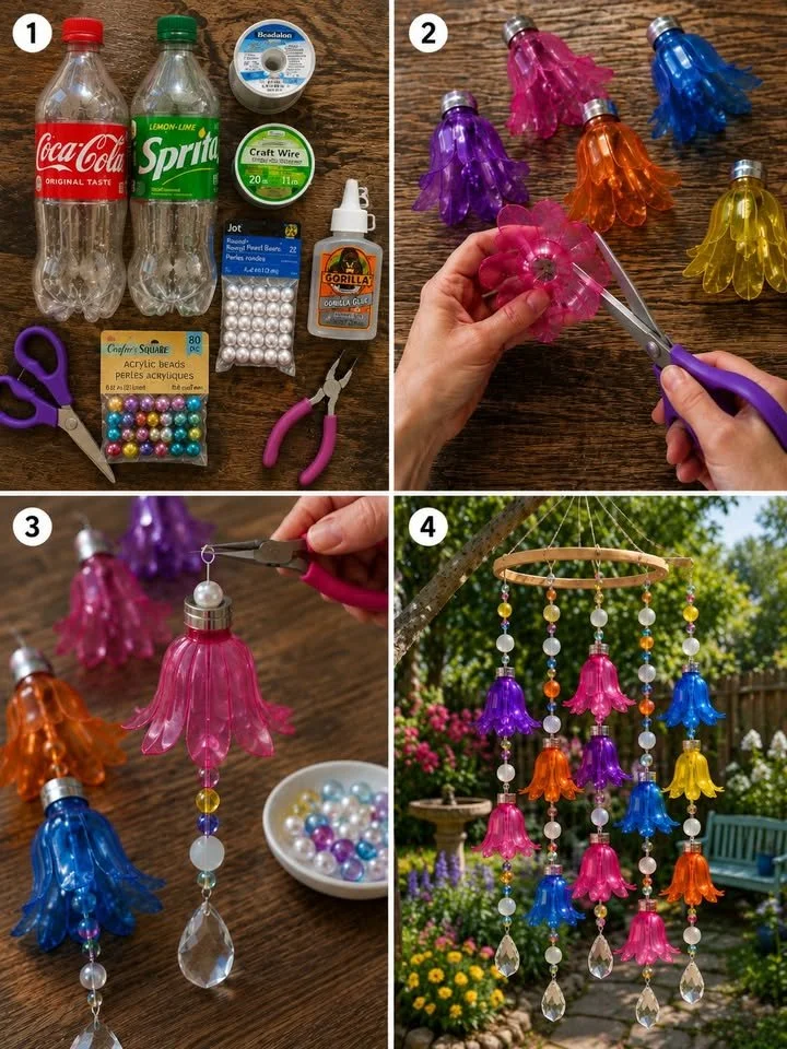 Plastic Bottle Flower Wind Chime 12 Plastic Bottle Flower Wind Chime