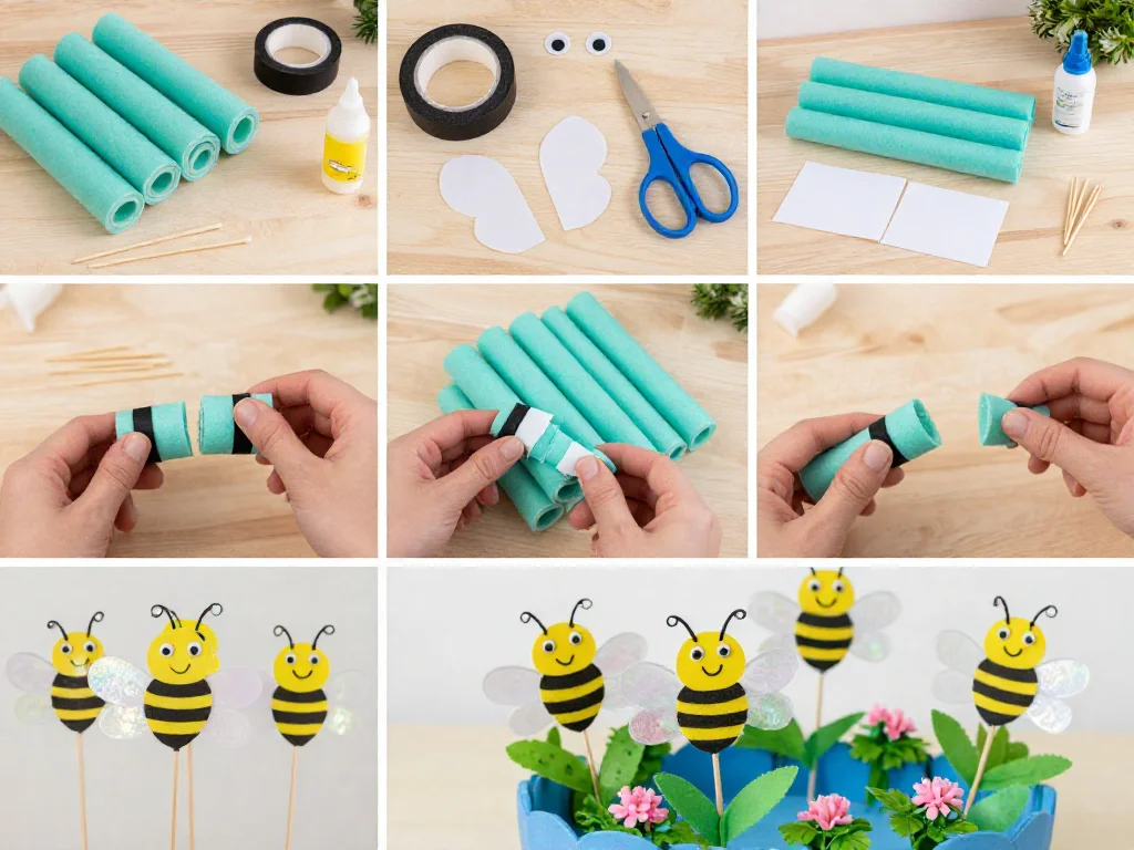 Pool Noodle Bee Garden Stakes 9 Pool Noodle Bee Garden Stakes