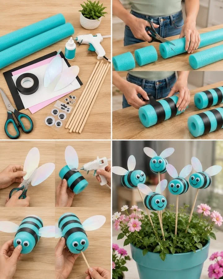 Pool Noodle Bee Garden Stakes 12 Pool Noodle Bee Garden Stakes