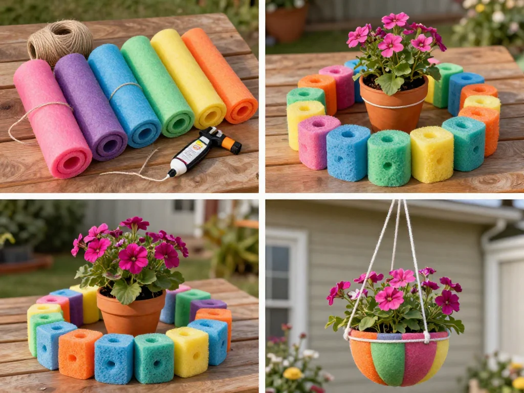 Pool Noodle Flower Hanging Basket 9 Pool Noodle Flower Hanging Basket