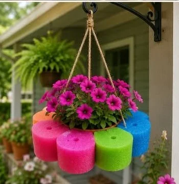 Pool Noodle Flower Hanging Basket 12 Pool Noodle Flower Hanging Basket