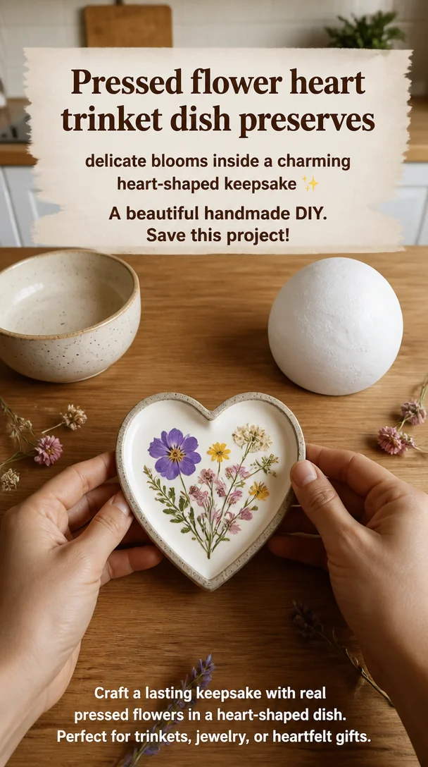 Pressed flower heart trinket dish preserves delicate blooms inside a charming heart-shaped keepsake ✨ A beautiful handmade DIY. Save this project! 8 Pressed flower heart trinket dish preserves delicate blooms inside a charming heart-shaped keepsake ✨ A beautiful handmade DIY. Save this project!