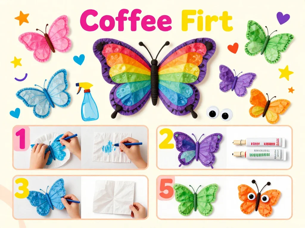 Rainbow Butterflies with Coffee Filters 9 Rainbow Butterflies with Coffee Filters