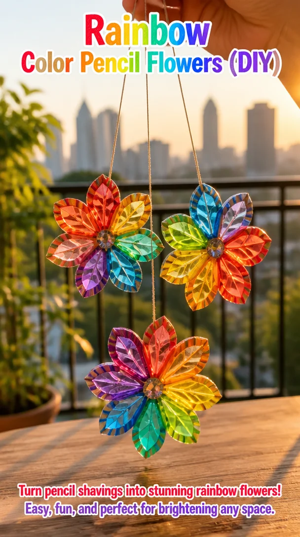 Rainbow Color Pencil Flowers (DIY) 8 Rainbow Color Pencil Flowers (DIY)