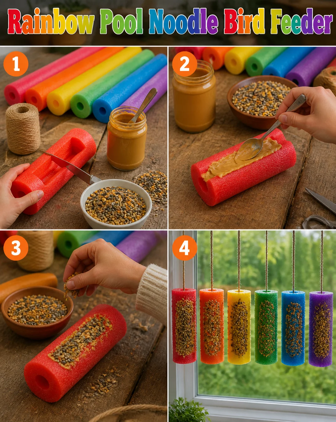 Rainbow Pool Noodle Bird Feeder 8 Rainbow Pool Noodle Bird Feeder