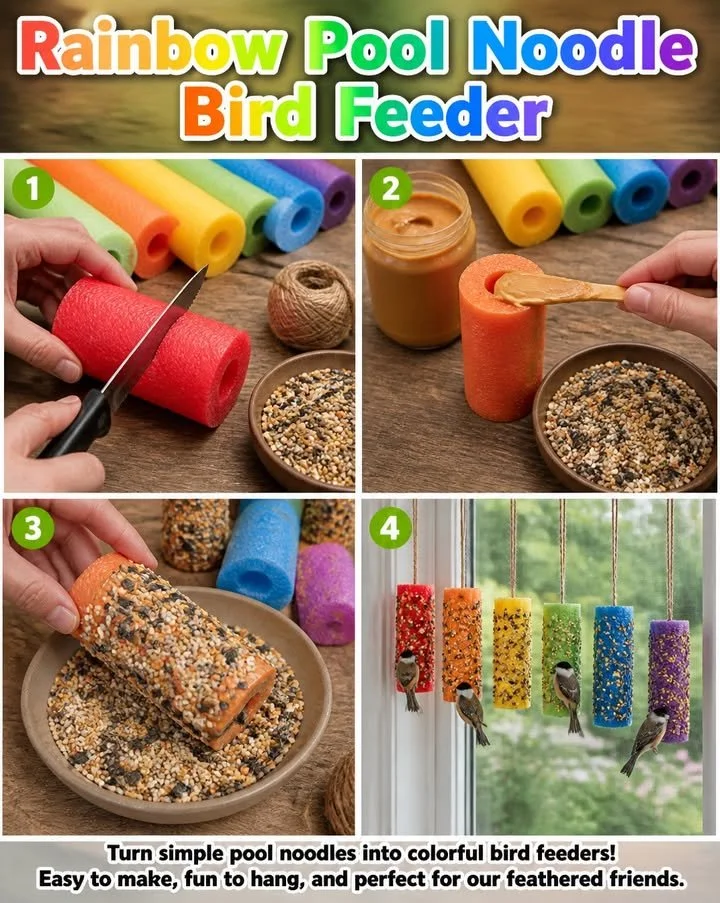 Rainbow Pool Noodle Bird Feeder 11 Rainbow Pool Noodle Bird Feeder