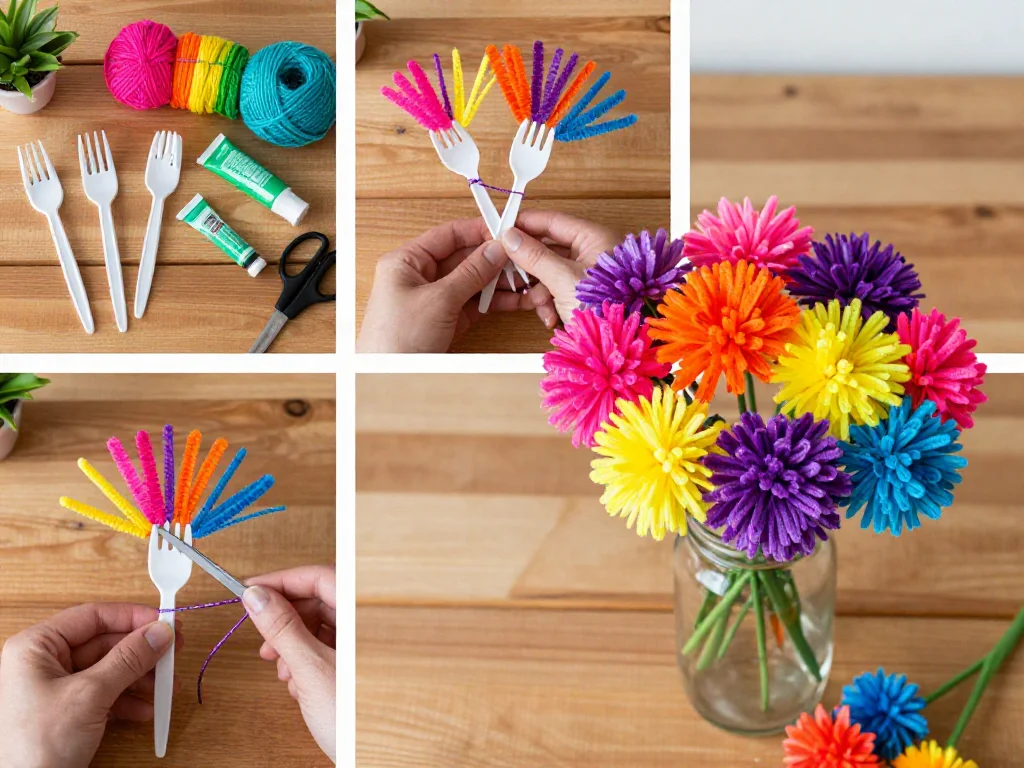 Rainbow Yarn Flowers 9 Rainbow Yarn Flowers