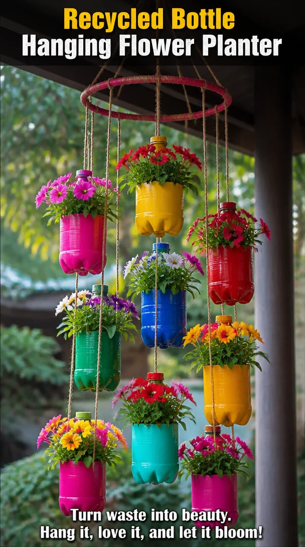 Recycled Bottle Hanging Flower Planter 8 Recycled Bottle Hanging Flower Planter